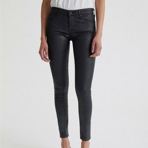 Ag Adriano Goldschmied Legging Ankle Jean Leatherette Super Skinny Black size 27